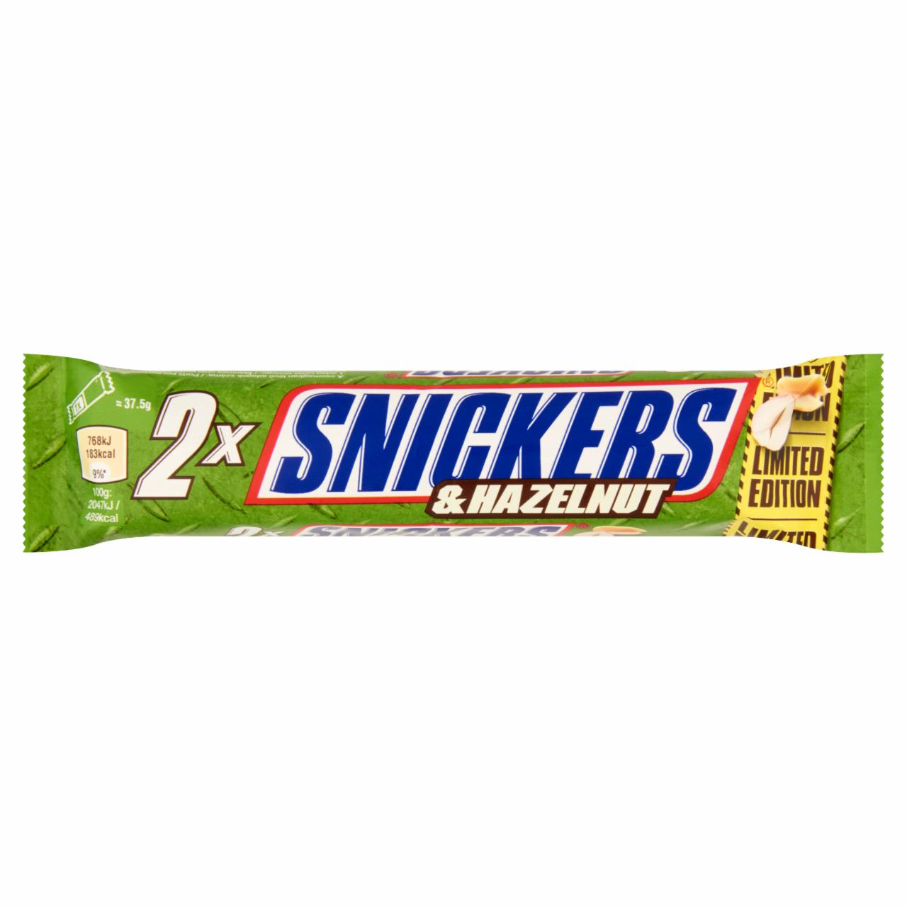 Képek - Snickers karamellás szelet földimogyoróval és törökmogyoróval tejcsokoládéba mártva 2 db 75 g