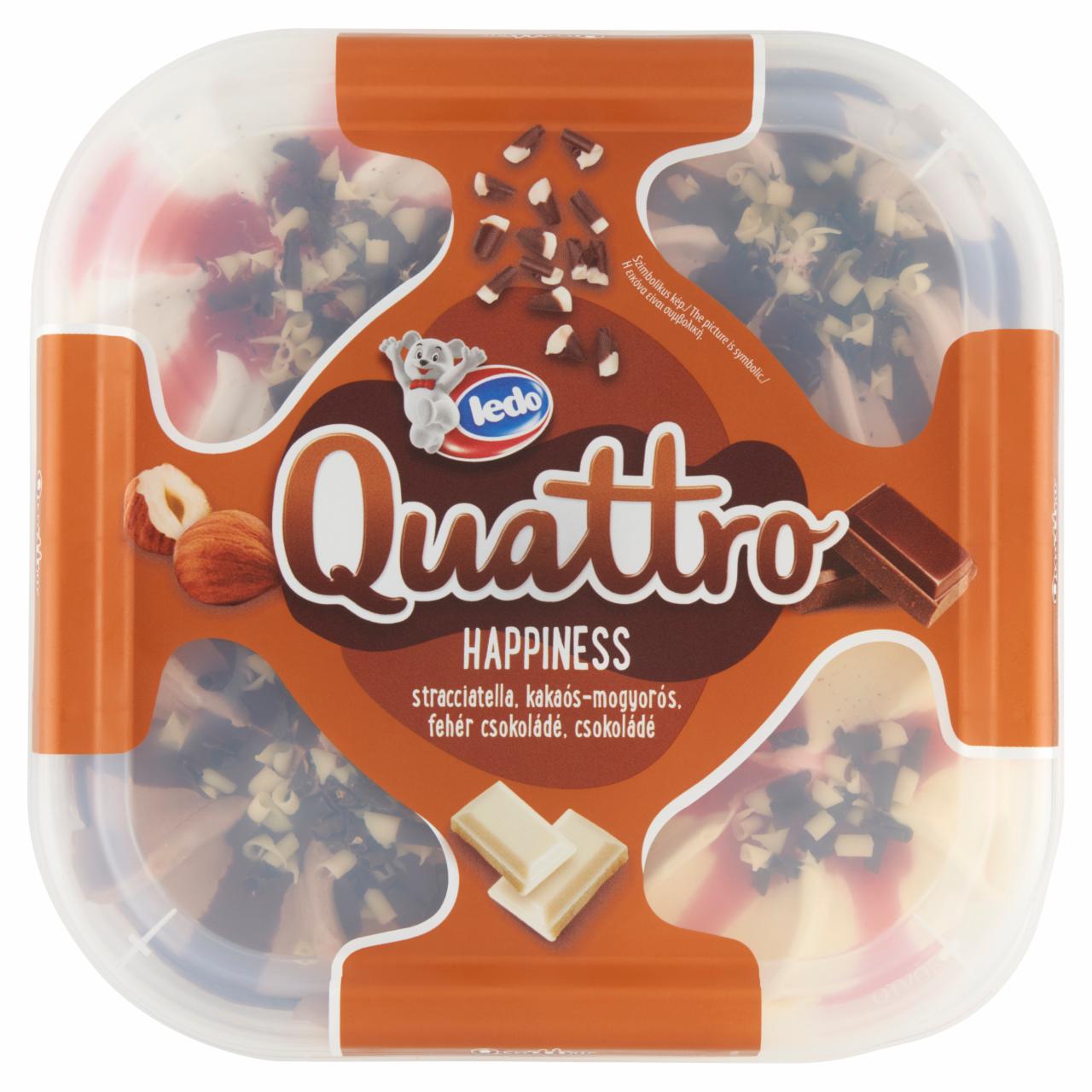 Képek - Ledo Quattro Happiness csokoládés, kakaós-mogyorós, fehér csokoládés, vaníliaízű jégkrém 1650 ml