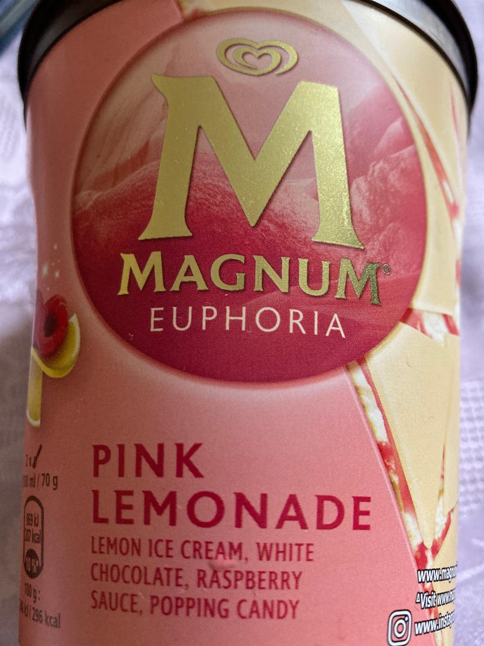 Képek - Magnum Pink Lemonade citromos tejjégkrém málnás szószörvényekkel fehér csokoládéval 440 ml