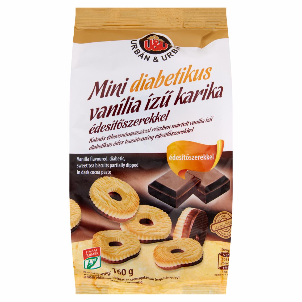 Képek - Urbán & Urbán mini diabetikus vanília ízű karika édesítőszerekkel 160 g