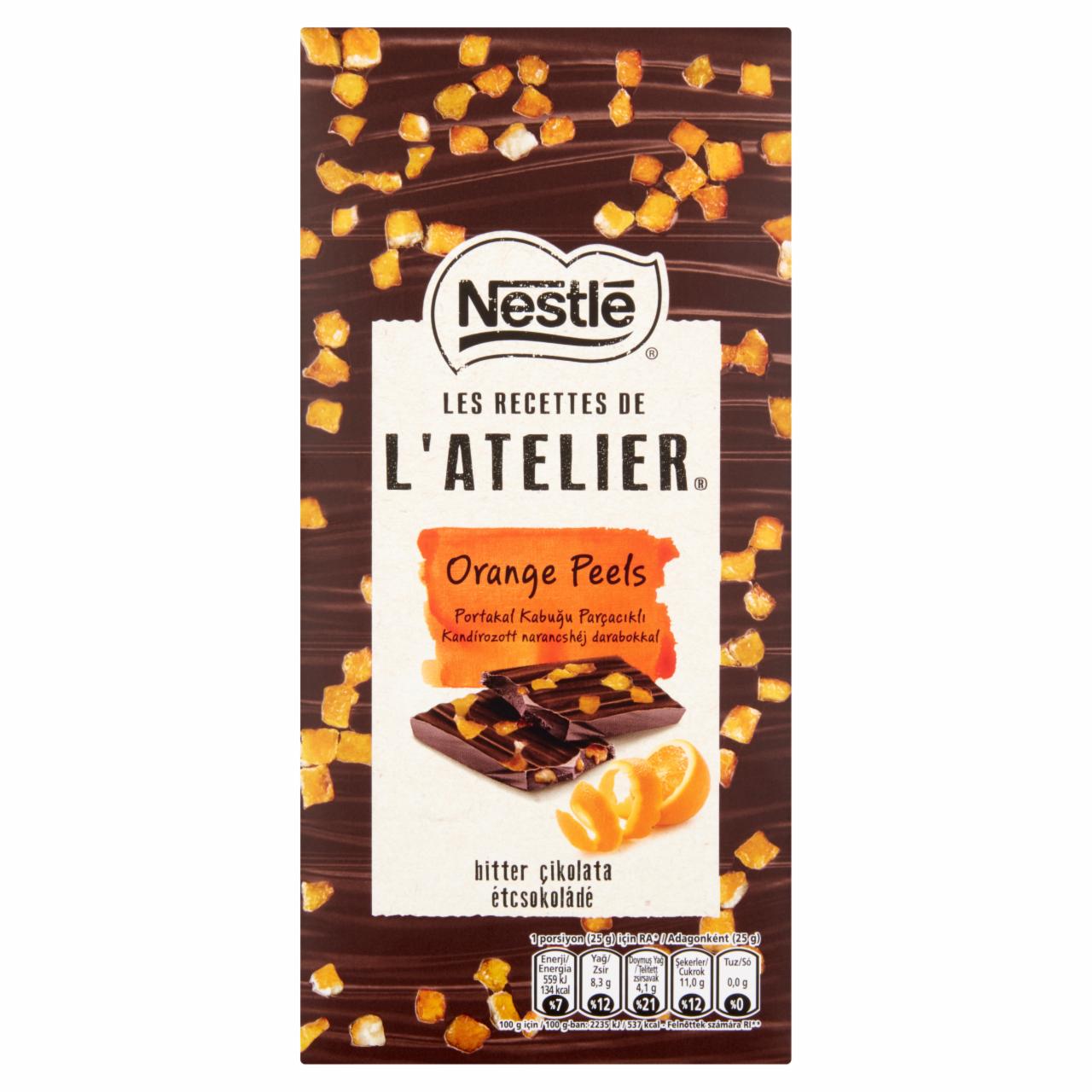 Képek - Nestlé l'Atelier étcsokoládé kandírozott narancshéj darabokkal 115 g