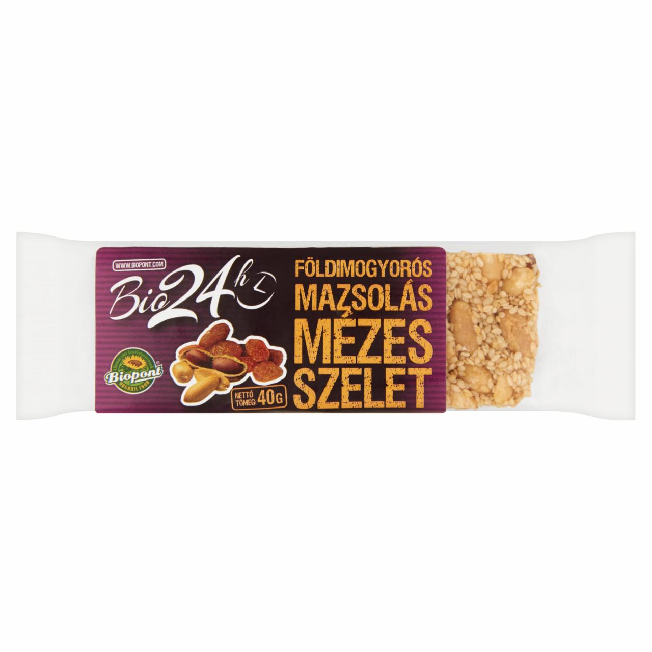 Képek - Biopont Bio 24h BIO földimogyorós-mazsolás mézes szelet 40 g