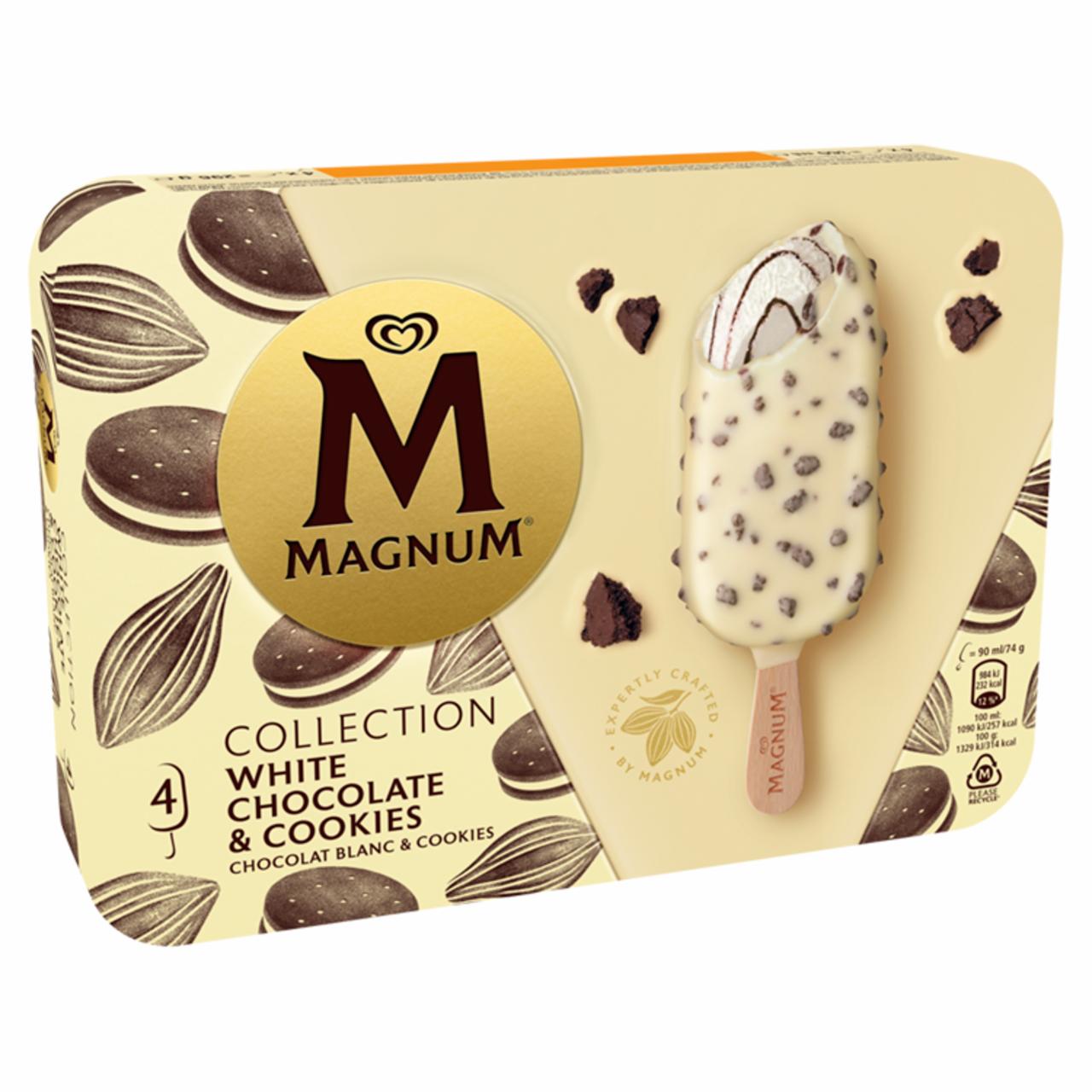 Képek - Magnum Multipack Fehércsokoládé & Keksz jégkrém 4 x 90 ml
