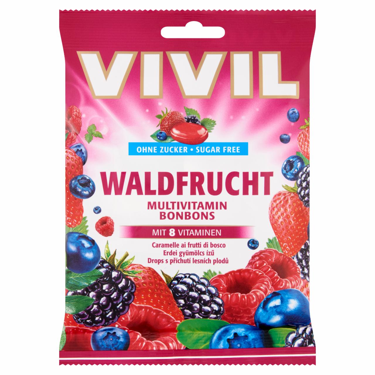Képek - Vivil cukormentes erdei gyümölcs ízű töltetlen keménycukorka édesítőszerekkel és vitaminokkal 60 g
