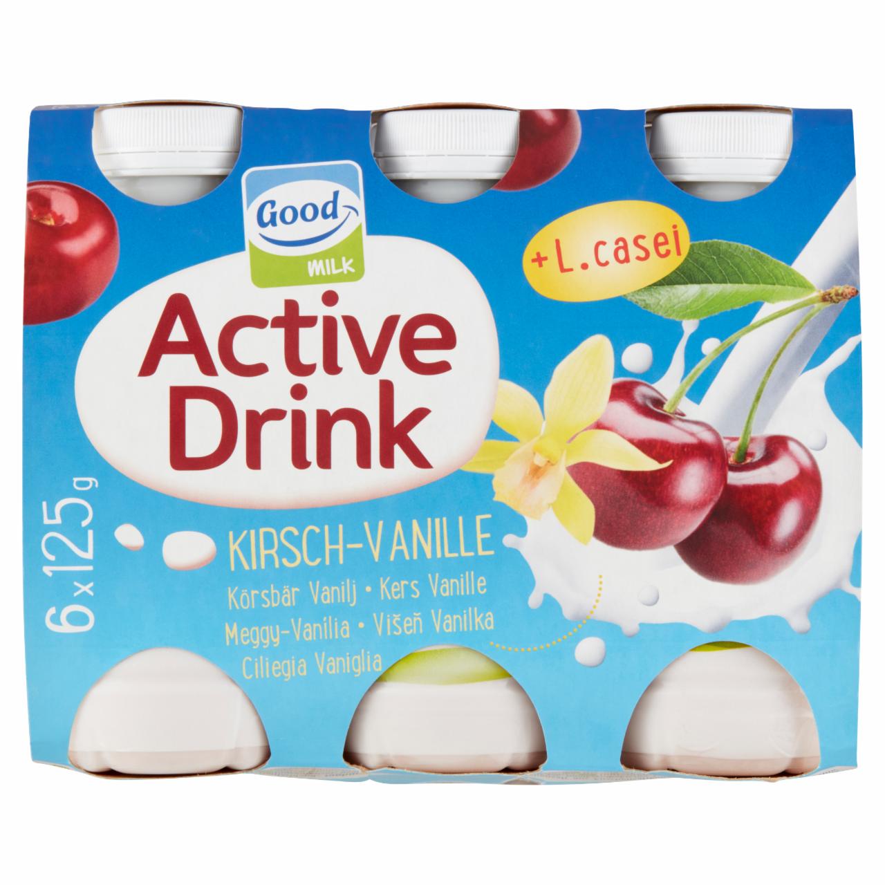 Képek - Good Milk Active Drink meggy-vanília zsírszegény joghurtital 6 x 125 g (750 g)