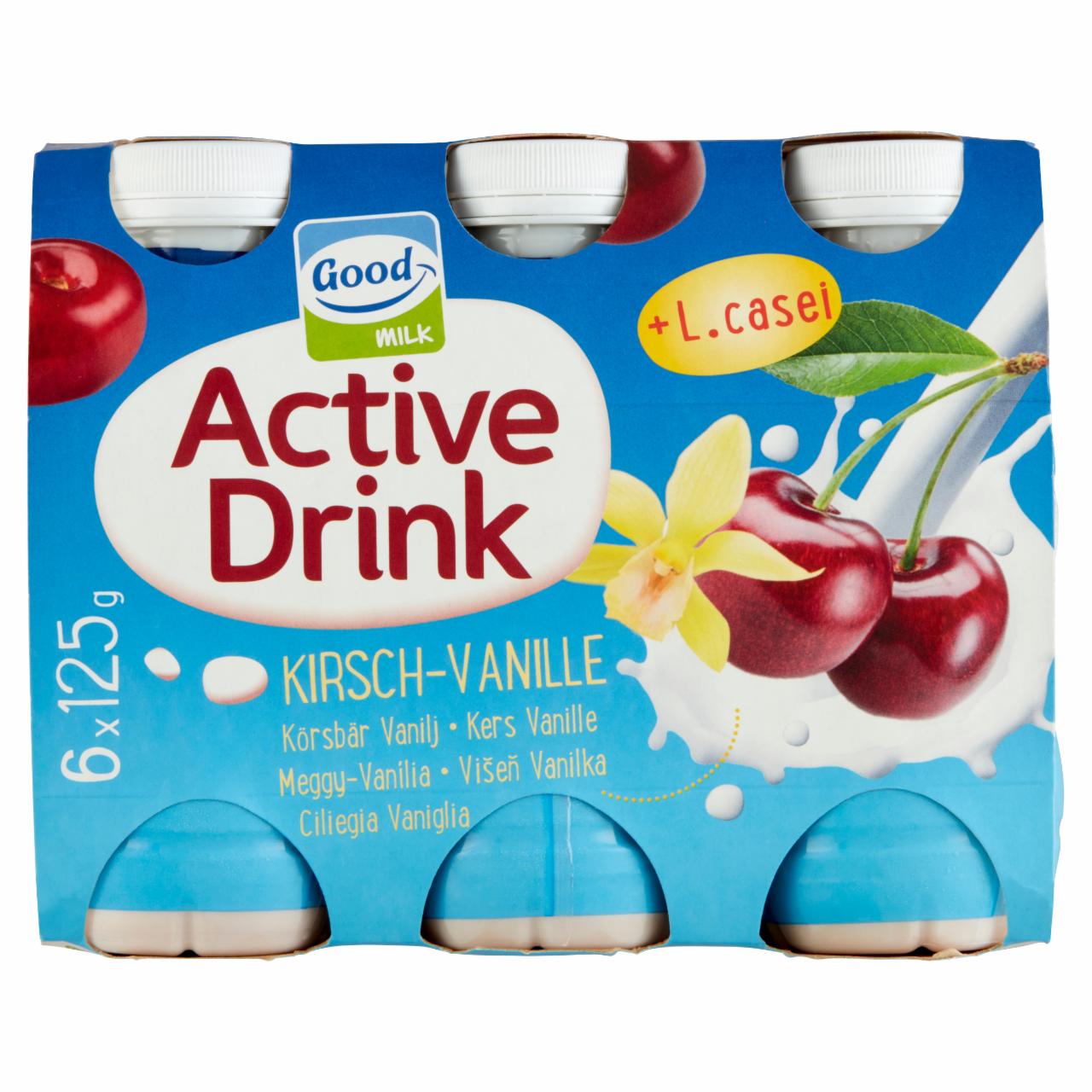 Képek - Good Milk Active Drink meggy-vanília zsírszegény joghurtital 6 x 125 g (750 g)