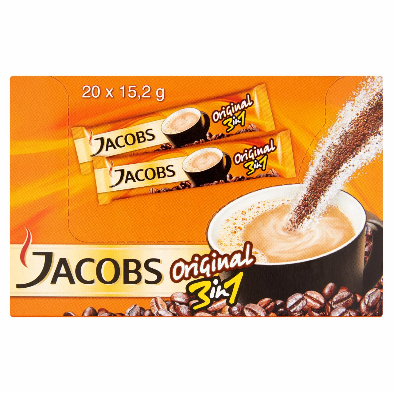 Képek - Jacobs Original 3in1 azonnal oldódó kávéitalpor cukorral, kávéfehérítővel 20 db 304 g