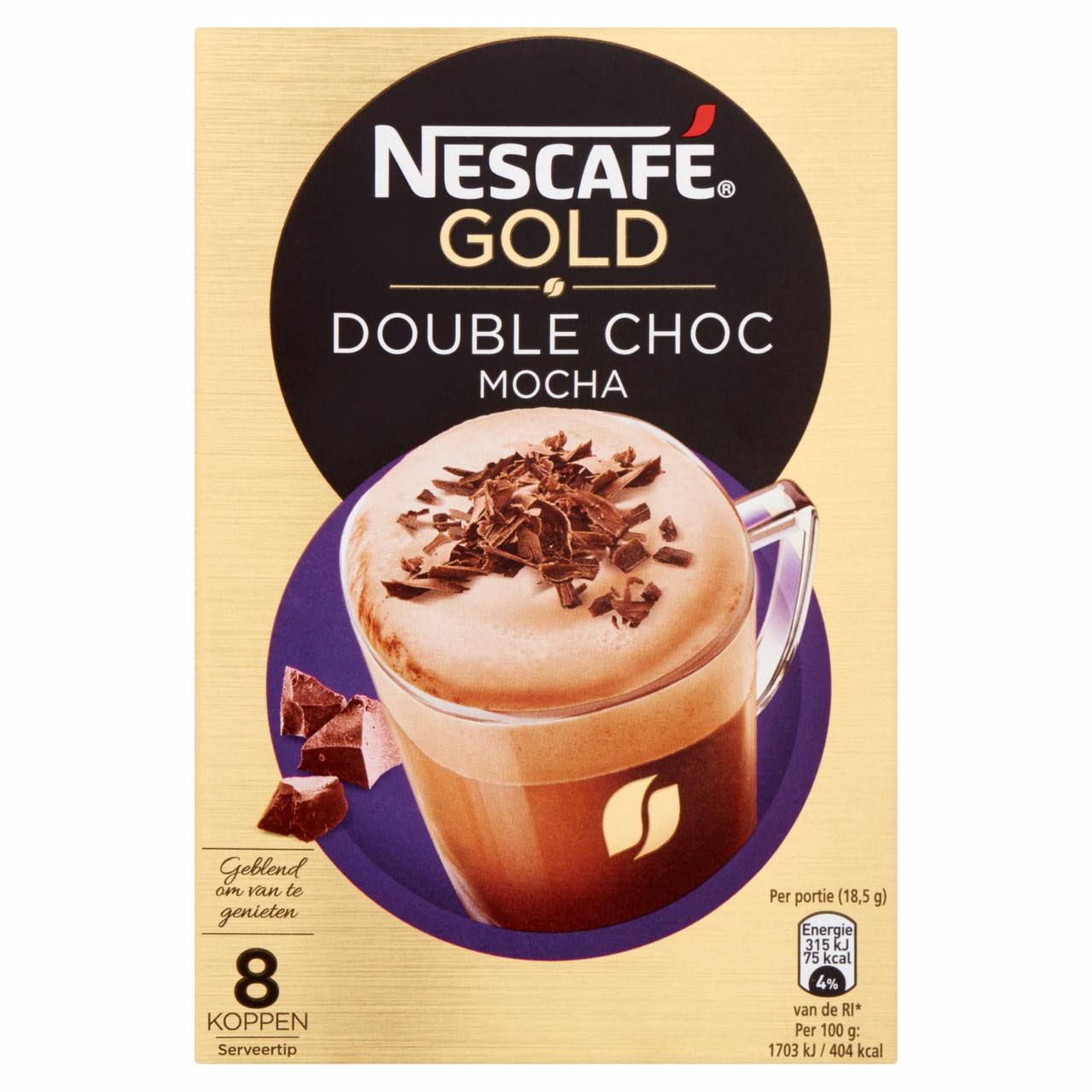 Képek - Nescafé Gold Double Choc Mocha azonnal oldódó kávéspecialitás csokoládéporral 8 x 18,5 g (148 g)