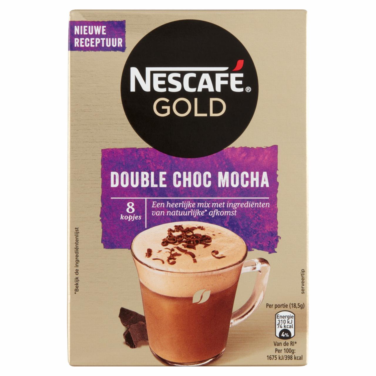 Képek - Nescafé Gold Double Choc Mocha azonnal oldódó kávéspecialitás csokoládéporral 8 x 18,5 g (148 g)