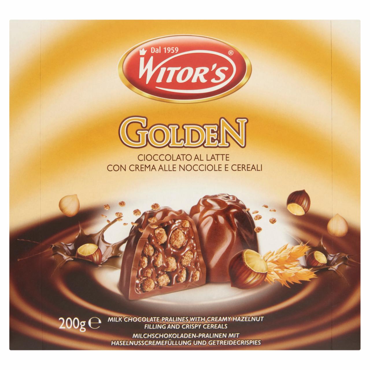 Képek - Witor's Golden tejcsokoládés praliné mogyorókrém töltettel és gabonapelyhekkel 200 g