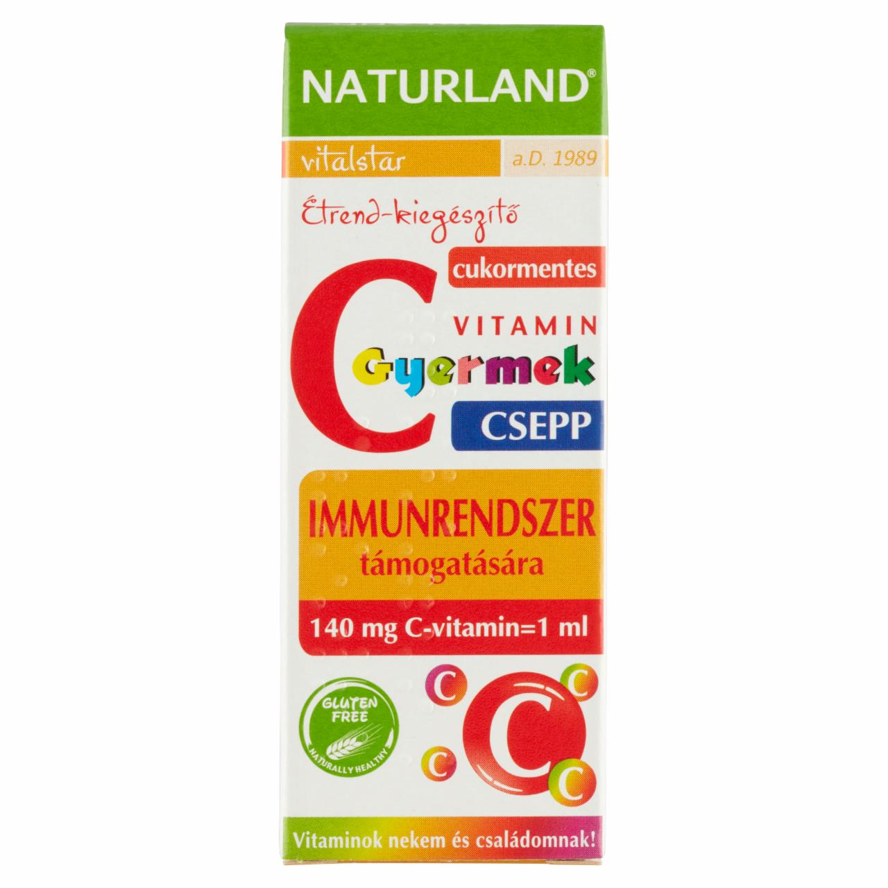 Képek - Naturland Vitalstar C-vitamin cukormentes étrend-kiegészítő csepp elsősorban gyermekeknek 30 ml