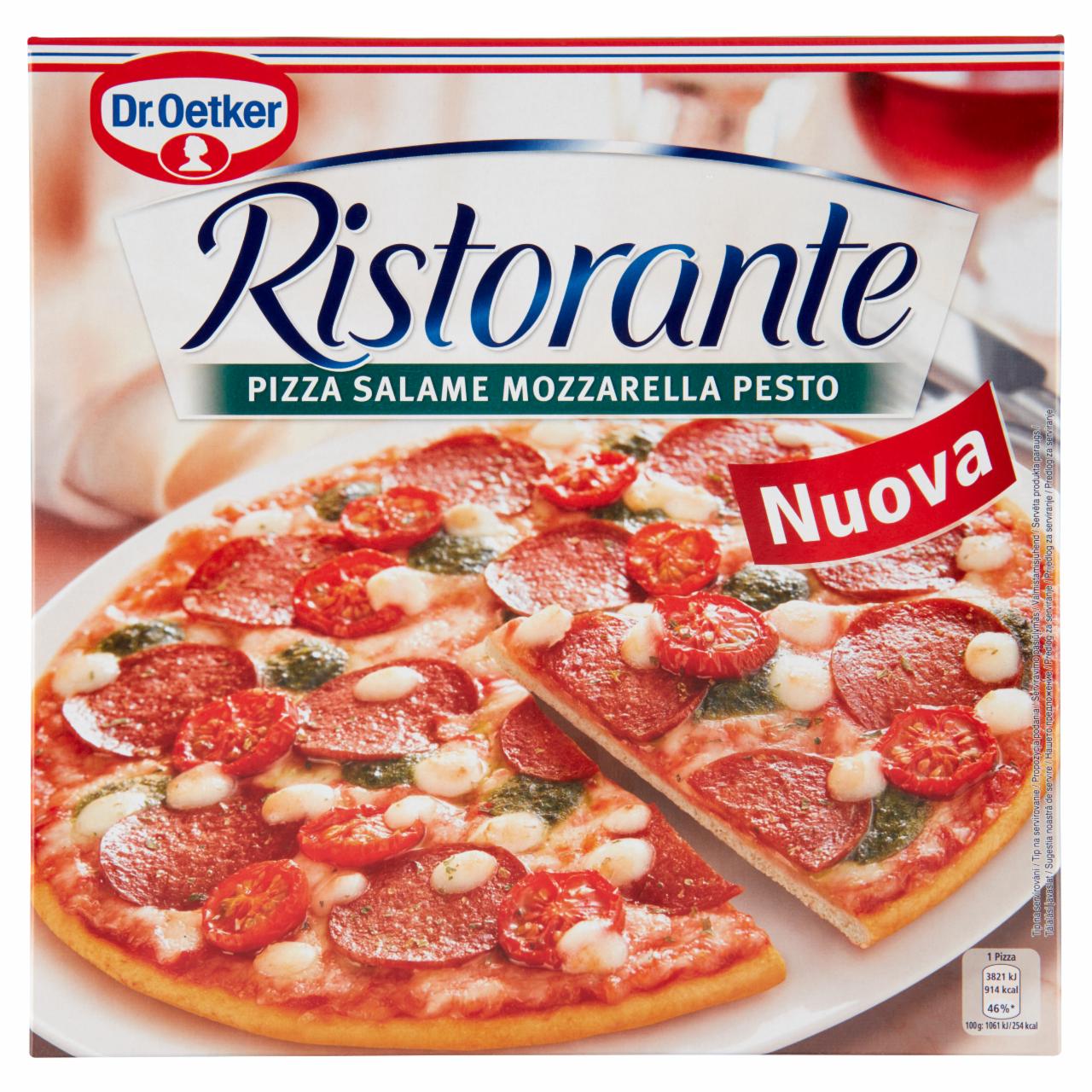 Képek - Dr. Oetker Ristorante Pizza Salame Mozzarella Pesto gyorsfagyasztott pizza szalámival 360 g