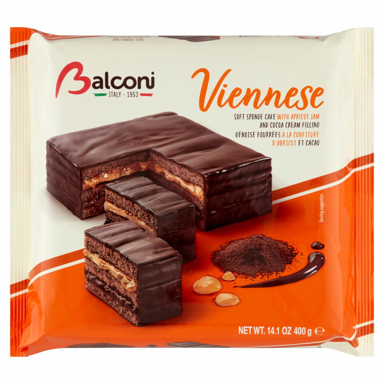 Képek - Balconi Viennese zsírszegény kakaós bevonómasszával mártott piskóta torta 400 g