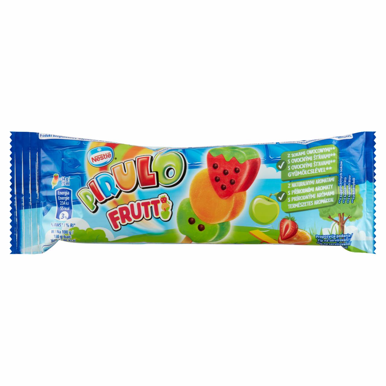 Képek - Nestlé Pirulo Frutti almás gyümölcsjégkrém, narancsos szorbé és epres vizes jégkrém 70 ml