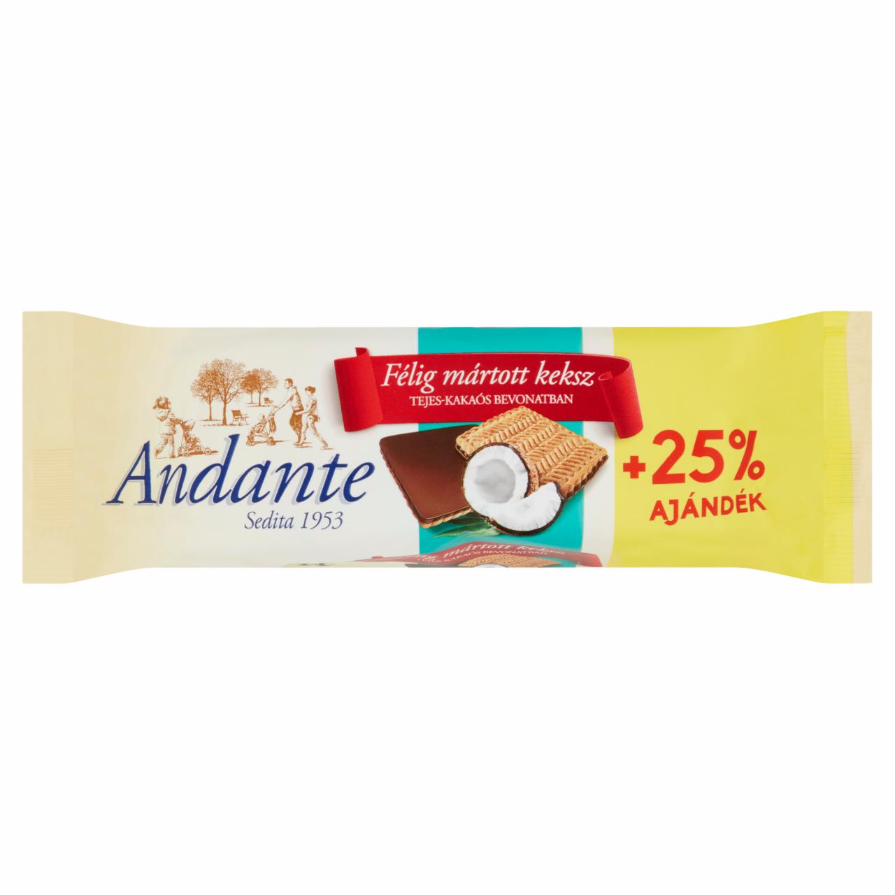 Képek - Andante félig mártott kókuszos keksz tejes-kakaós bevonatban 125 g