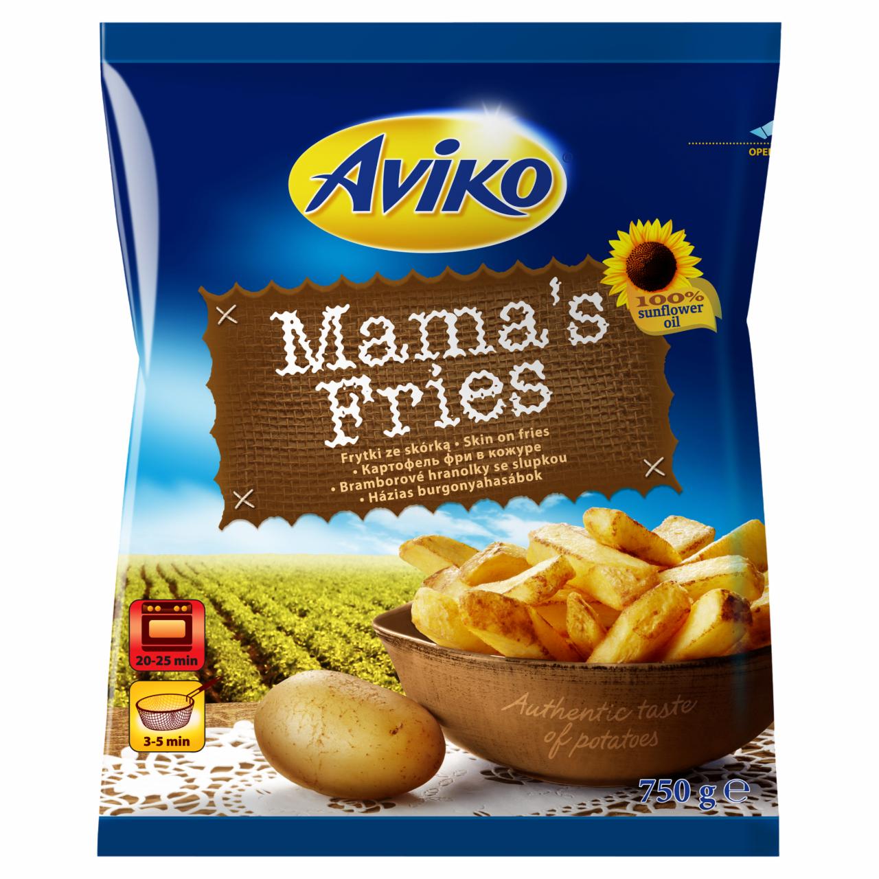 Képek - Aviko Mama's Fries elősütött és gyorsfagyasztott, háziasan szelt héjas burgonyahasábok 750 g