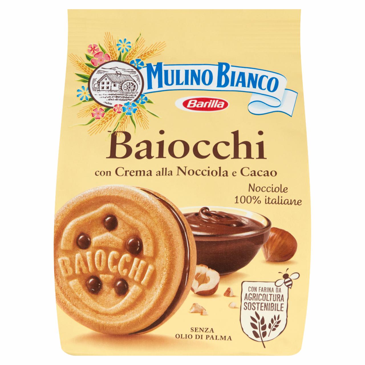 Képek - Mulino Bianco Baiocchi mogyorós és kakaós krémmel töltött édes keksz 260 g