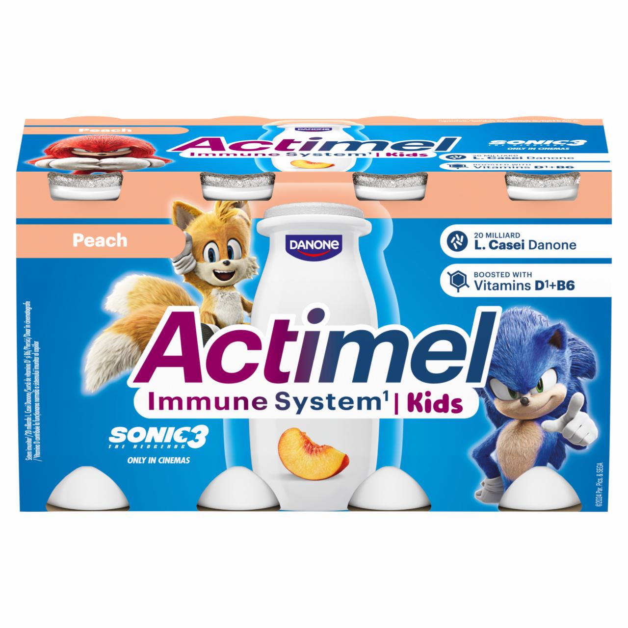 Képek - Danone Actimel Kids zsírszegény őszibarackízű joghurtalapú ital kalciummal 8 x 100 g (800 g)