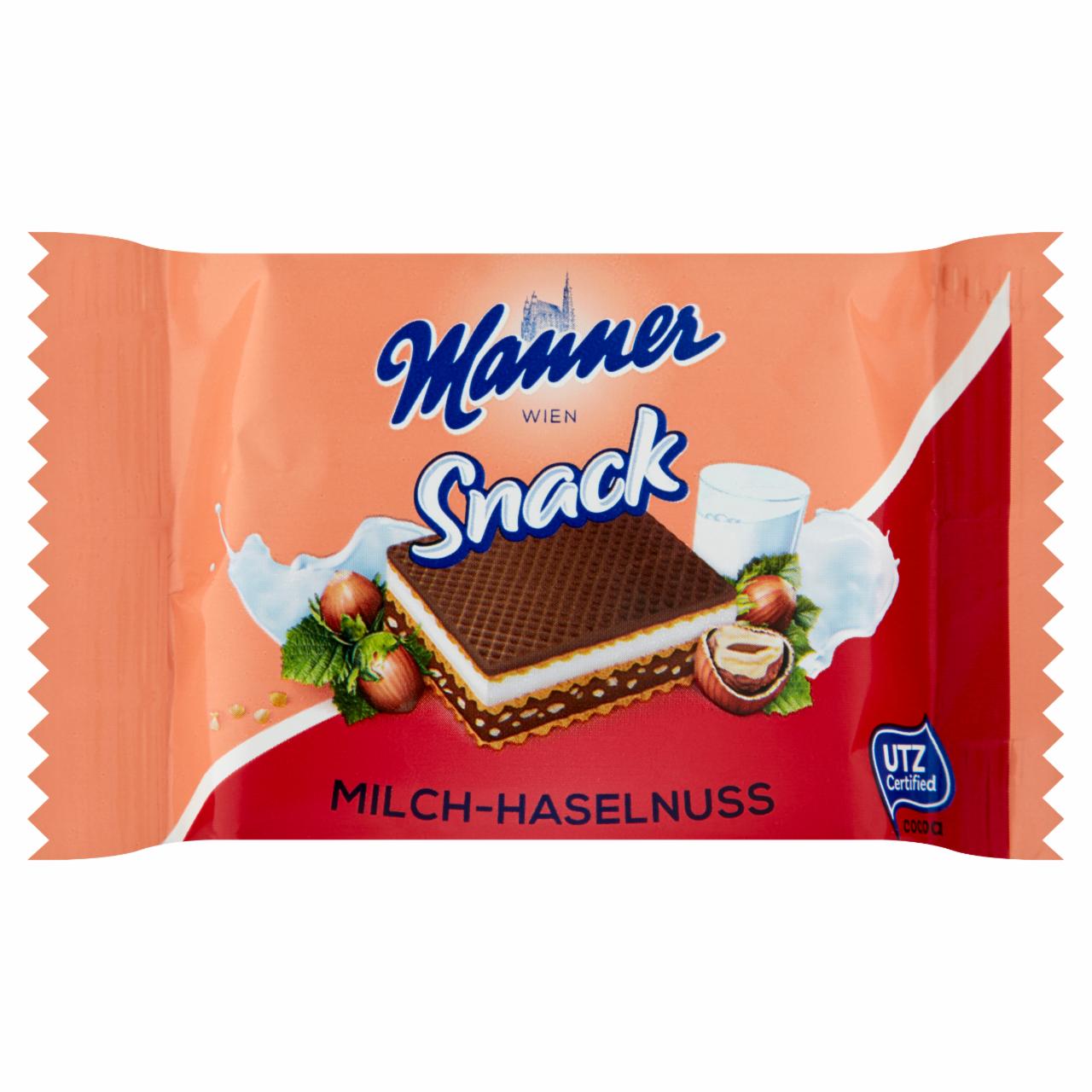 Képek - Manner Snack ropogós ostyaszelet mogyorós és tejes krémtöltelékkel 25 g