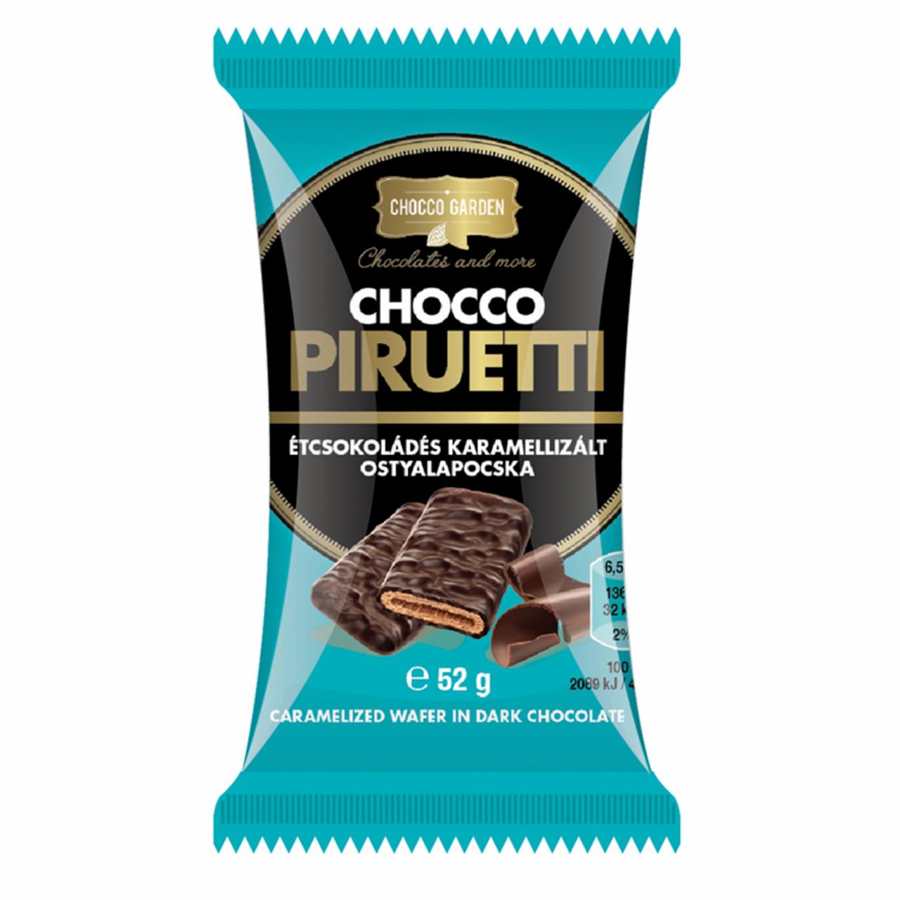 Képek - Chocco Garden Chocco Piruetti étcsokoládés karamellizált ostyalapocska 52 g