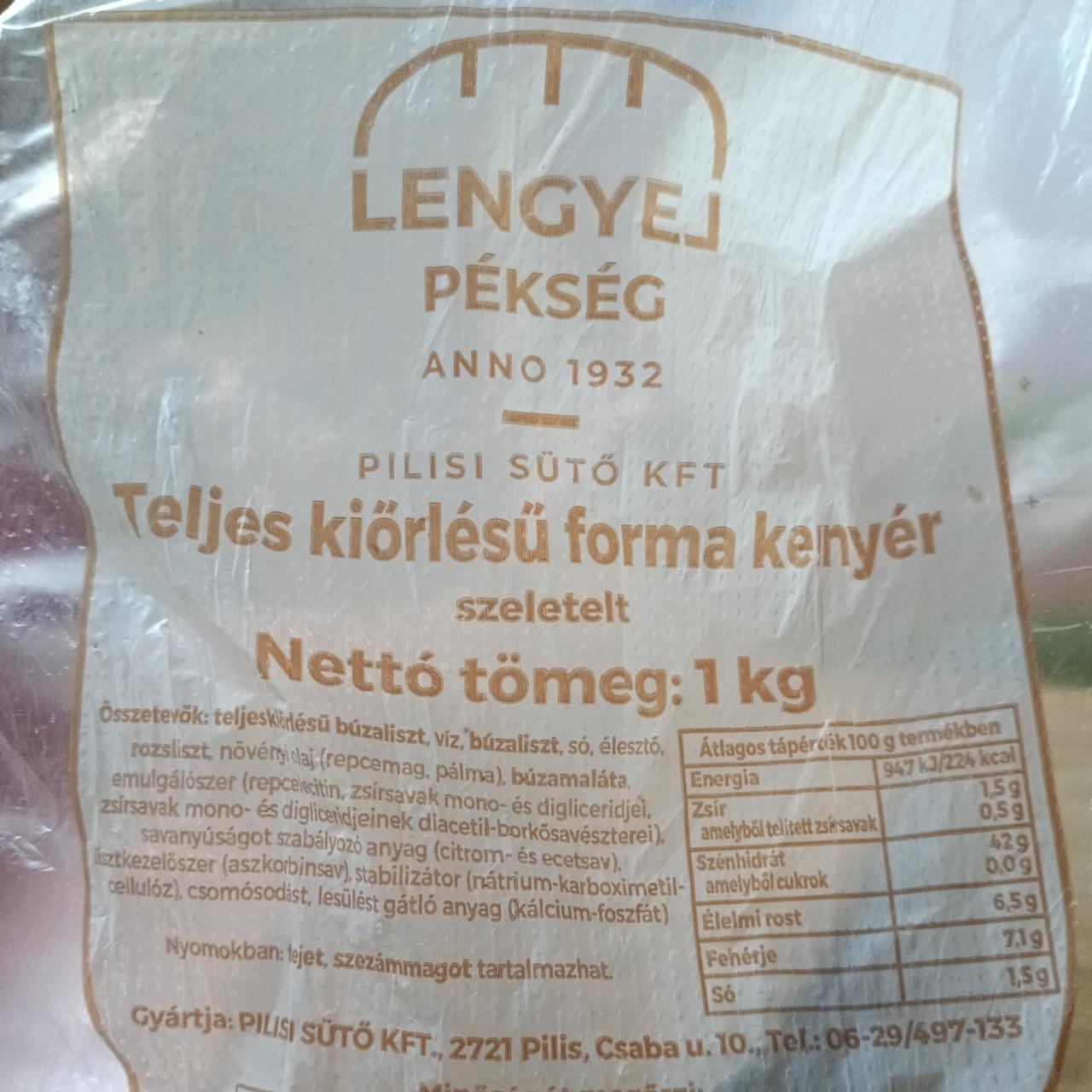 Képek - Teljes kiőrlésű forma kenyér szeletelt Lengyel pékség
