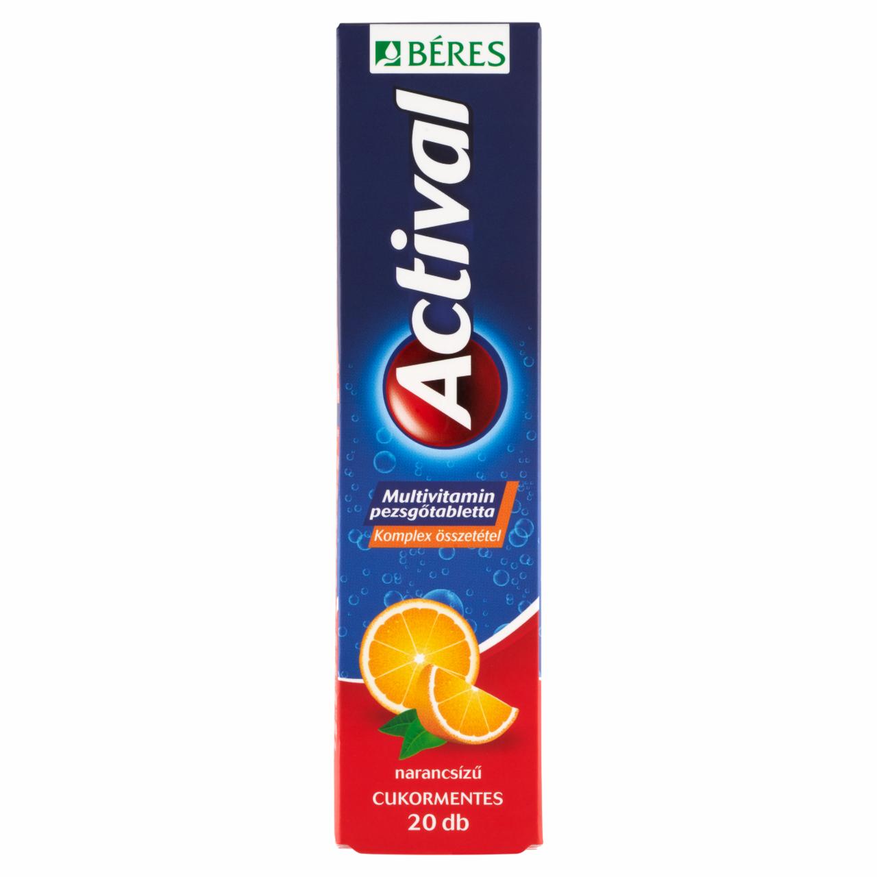 Képek - Béres Actival Multivitamin cukormentes narancsízű pezsgőtabletta komplex étrendkiegészítő 20 db