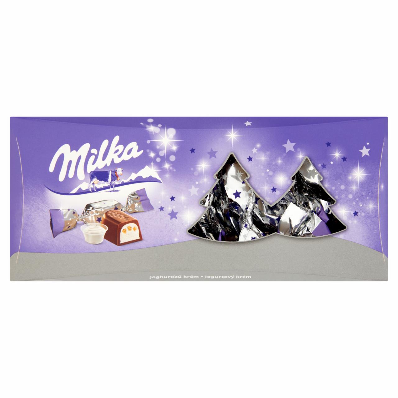 Képek - Milka alpesi tejcsokoládé szaloncukor joghurt ízesítésű krémtöltelékkel