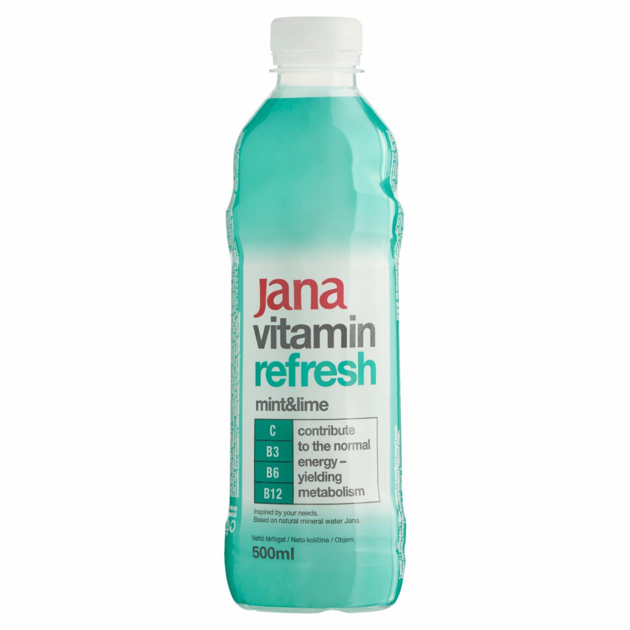 Képek - Jana Vitamin energiaszegény menta és citrus ízű üdítőital cukorral és édesítőszerrel 500 ml