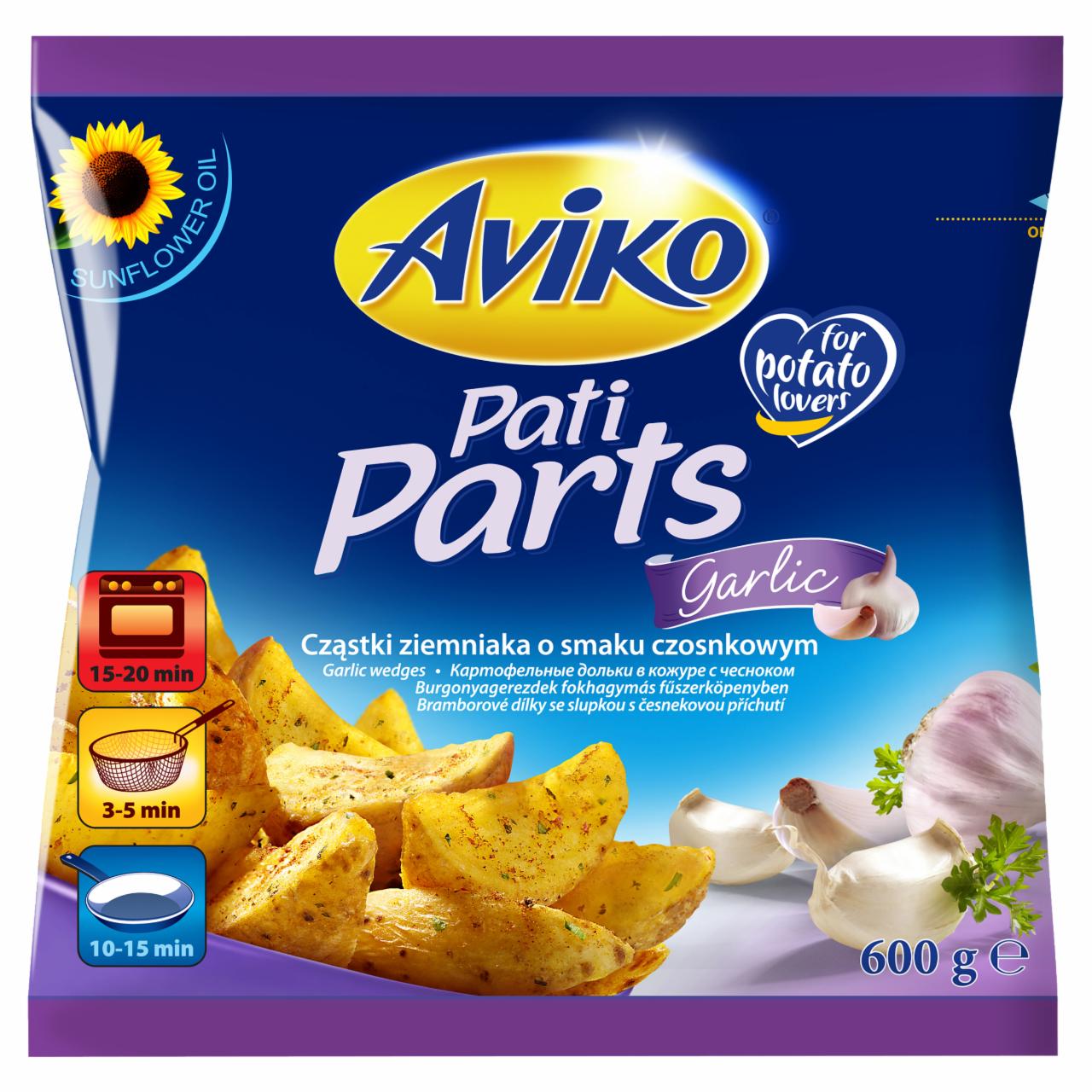 Képek - Aviko Pati Parts Garlic elősütött-gyorsfagyasztott burgonyagerezdek fokhagymás fűszerköpenyben 600 g