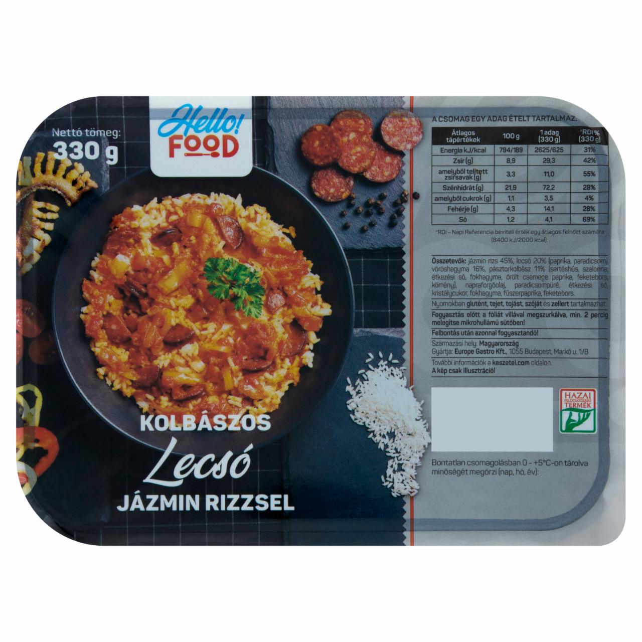 Képek - Hello Food kolbászos lecsó jázmin rizzsel 330 g