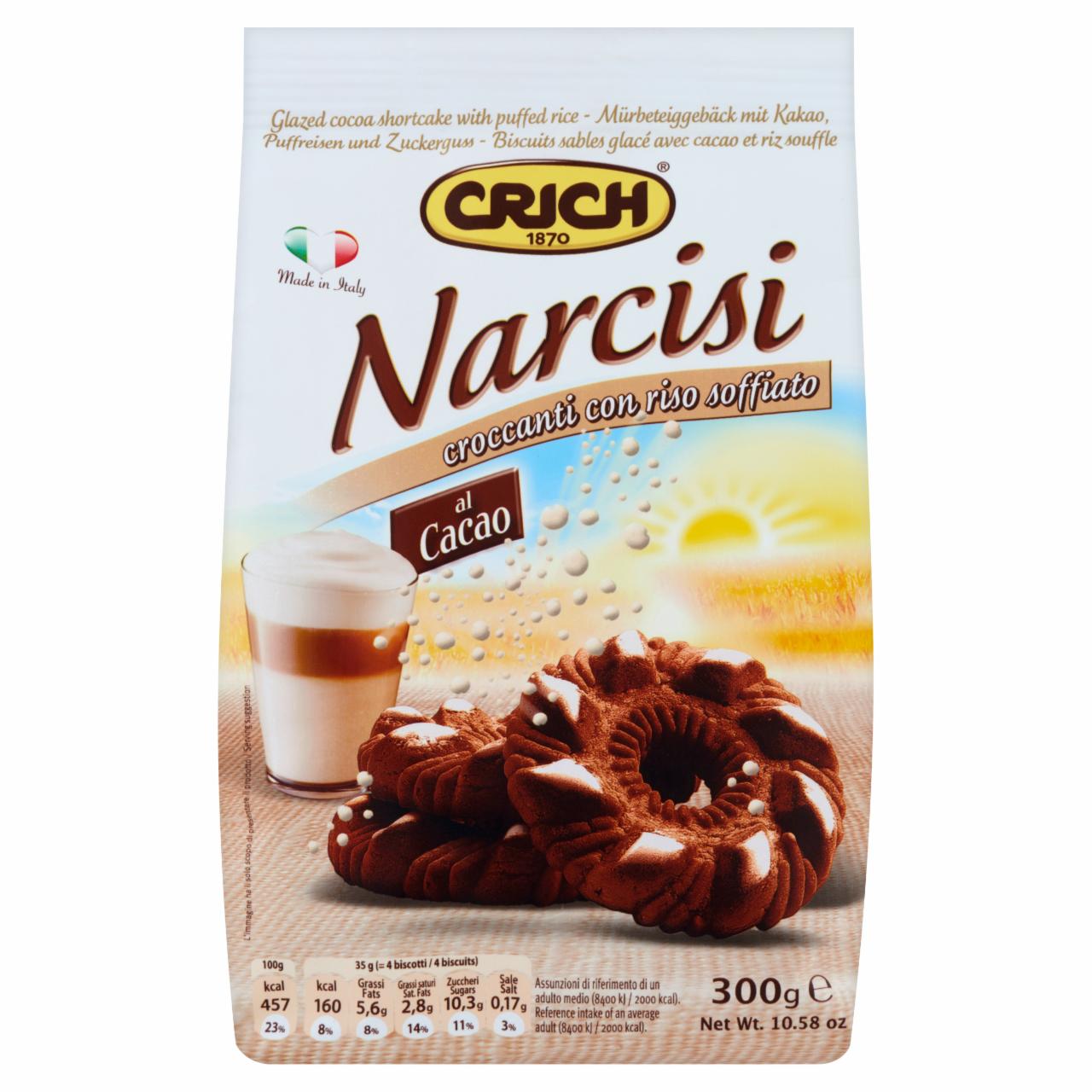 Képek - Crich Narcisi kakaós édes keksz puffasztott rizzsel 300 g