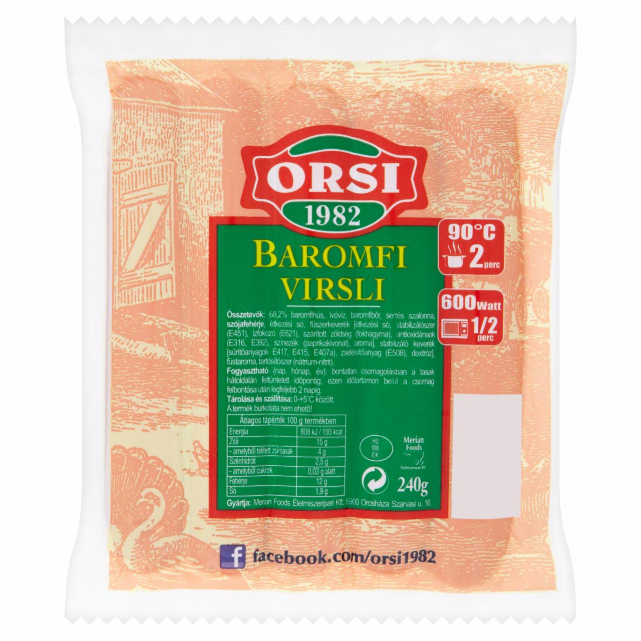 Képek - Orsi baromfi virsli 240 g