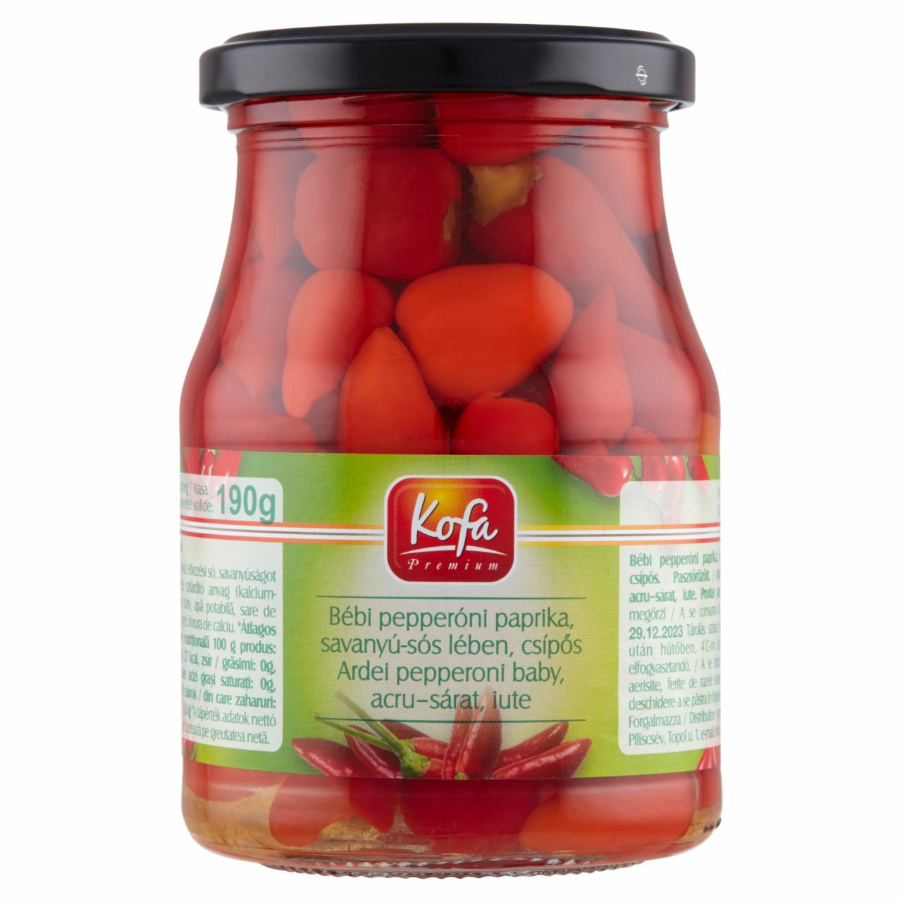 Képek - Kofa Premium csípős bébi pepperóni paprika, savanyú-sós lében 350 g