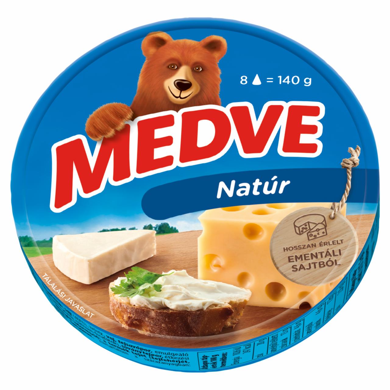 Képek - Medve natúr kenhető, zsíros ömlesztett sajt 8 x 17,5 g (140 g)