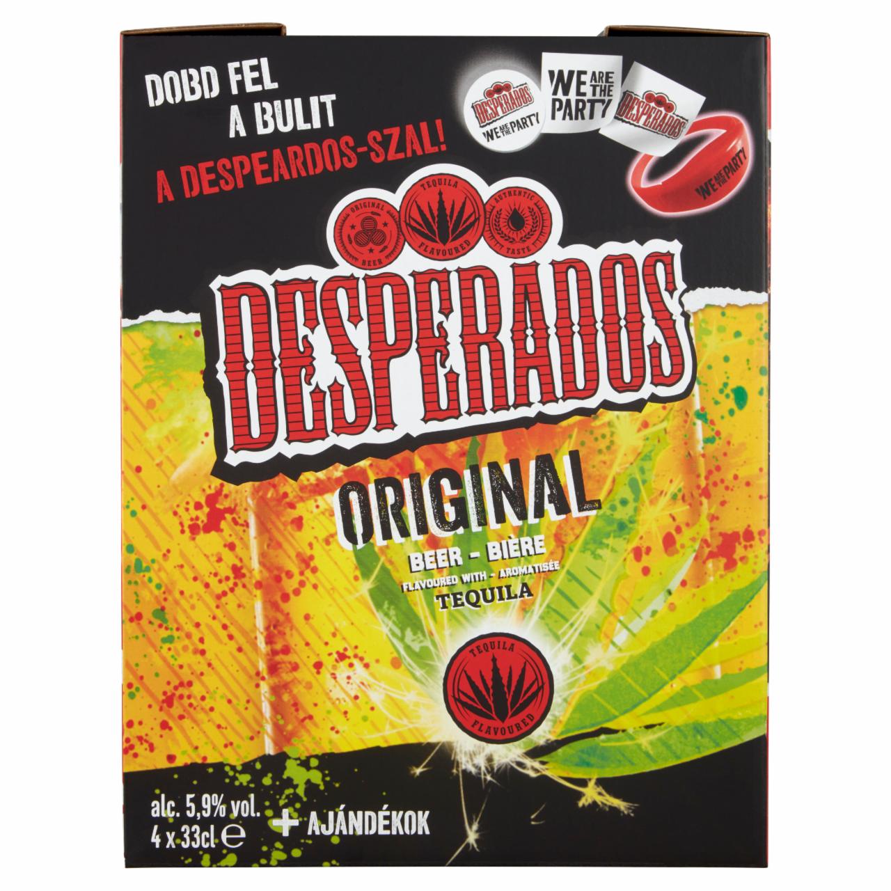 Képek - Desperados tequila ízesítésű, világos sörkülönlegesség 5,9% 4 x 33 cl üveg + ajándékok