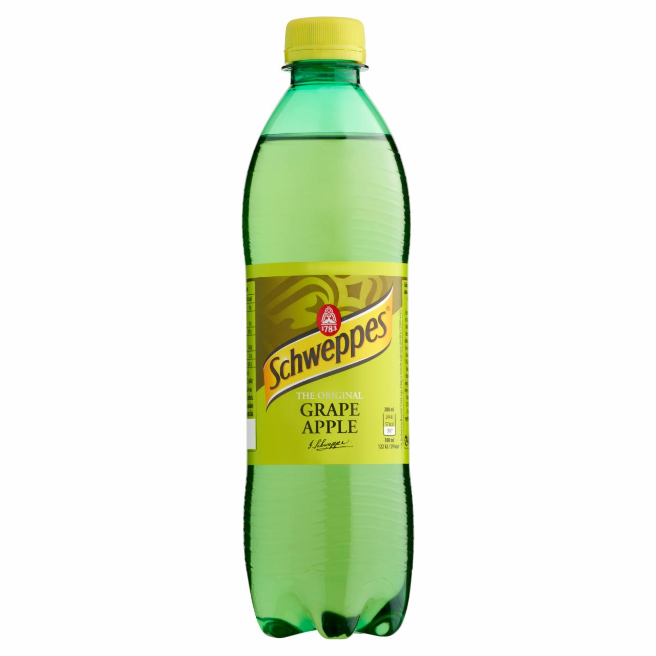 Képek - Schweppes csökkentett energiatartalmú szőlő szénsavas üdítőital alma ízesítéssel 0,5 l