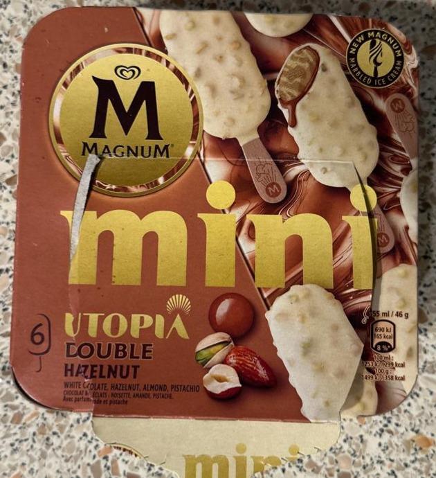 Képek - Magnum Mini Utopia mogyoró ízű jégkrém és karamelles mandula ízű jégkrém 6 x 55 ml (330 ml)