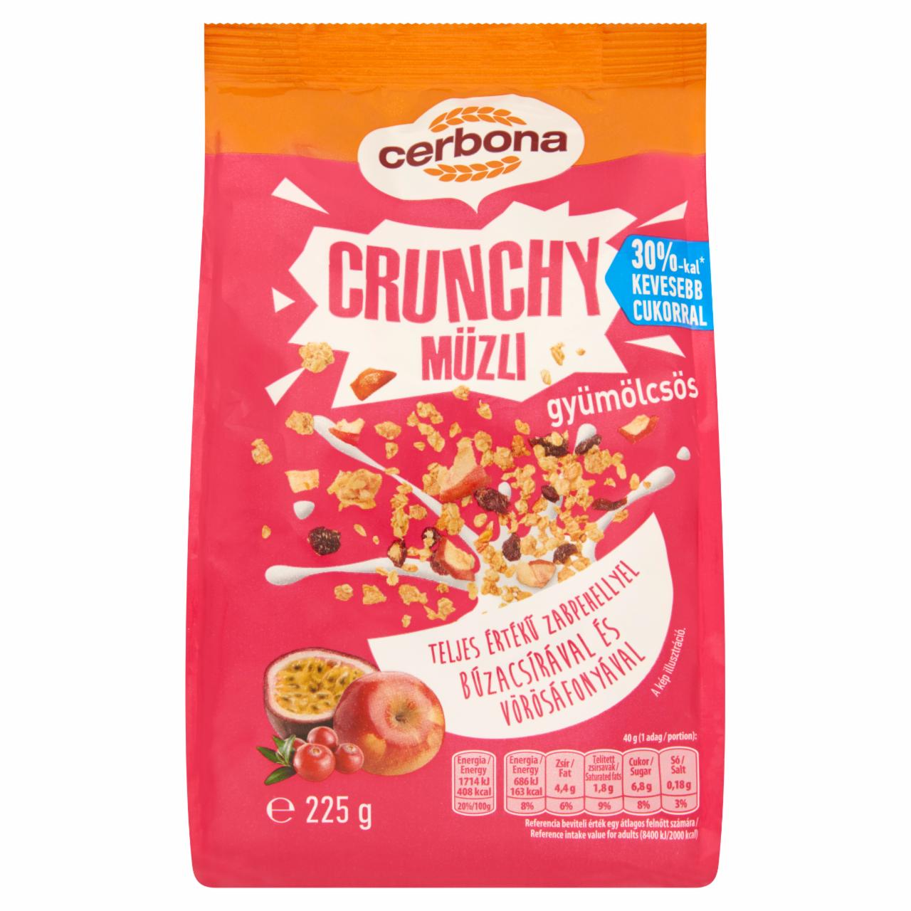 Képek - Cerbona Crunchy ropogós gyümölcsös müzli 225 g