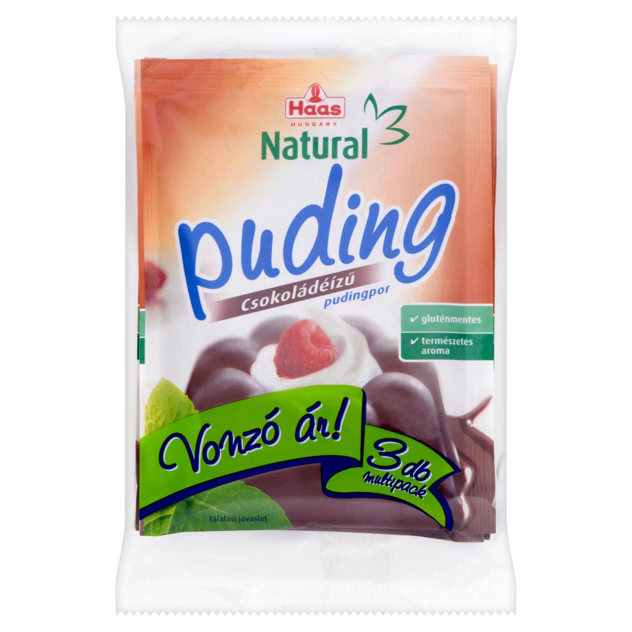 Képek - Haas Natural gluténmentes csokoládéízű pudingpor 3 x 44 g