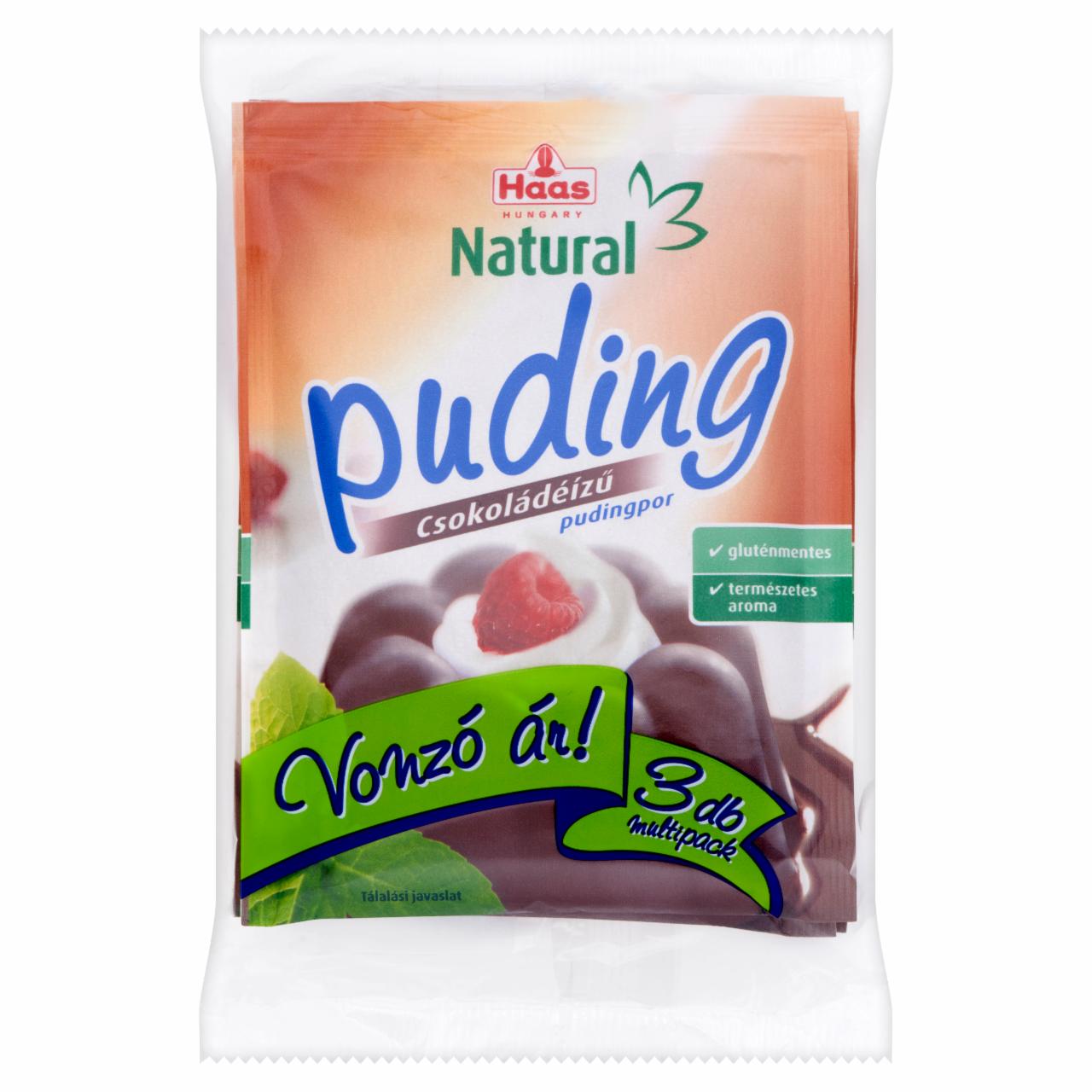 Képek - Haas Natural gluténmentes csokoládéízű pudingpor 3 x 44 g