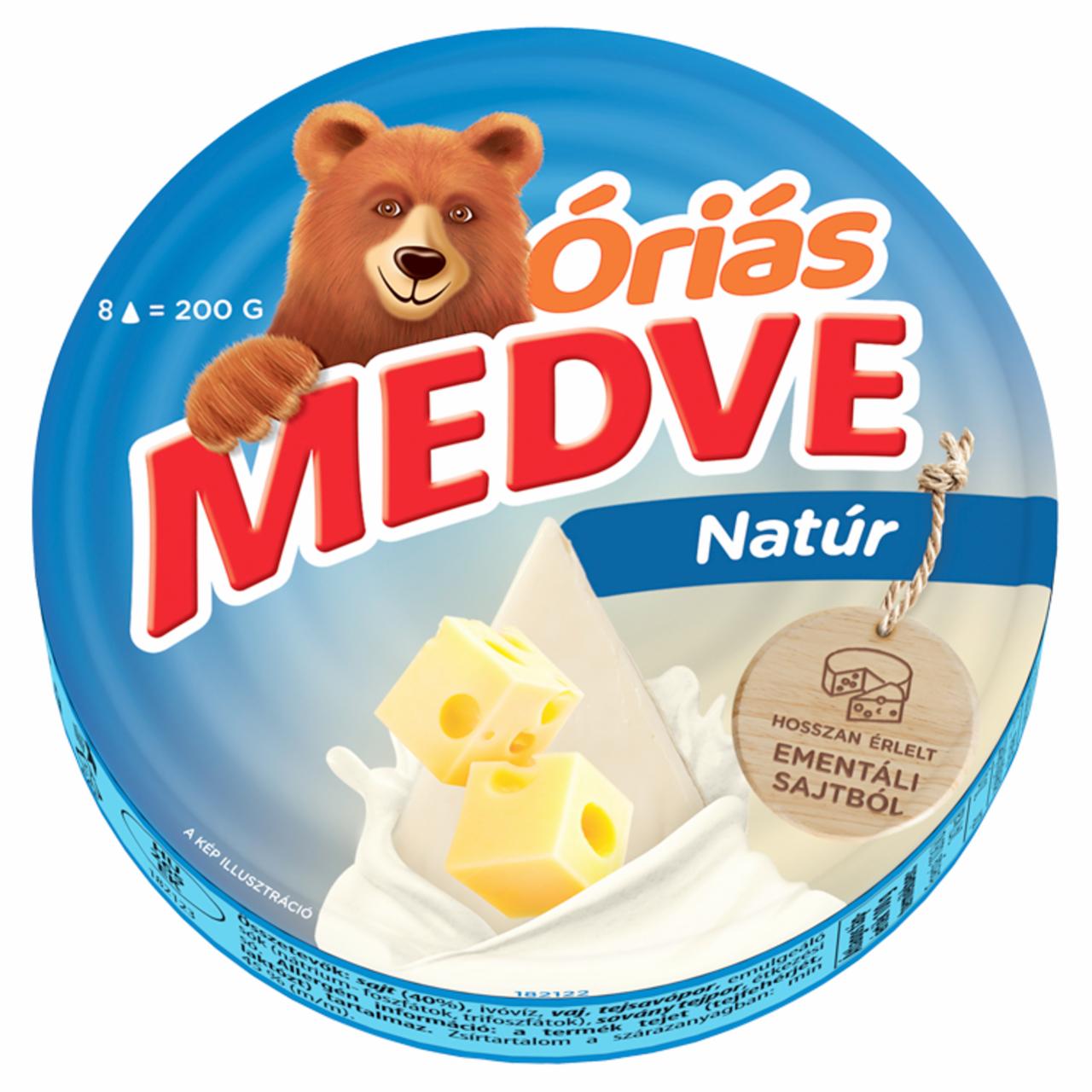 Képek - Medve Óriás natúr kenhető, zsíros, ömlesztett sajt 8 x 25 g (200 g)