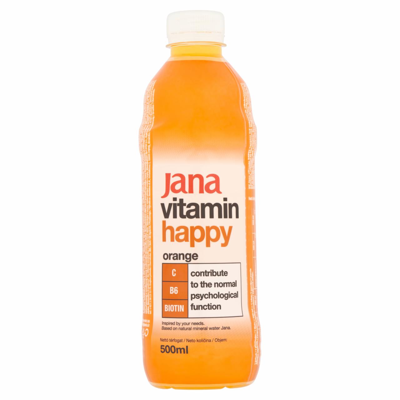 Képek - Jana Vitamin Happy narancs ízű szénsavmentes üdítőital cukorral és édesítőszerrel 500 ml
