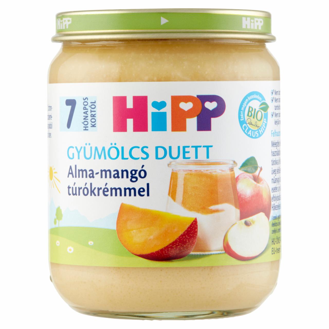 Képek - HiPP Gyümölcs Duett BIO alma-mangó túrókrémmel bébidesszert 7 hónapos kortól 160 g