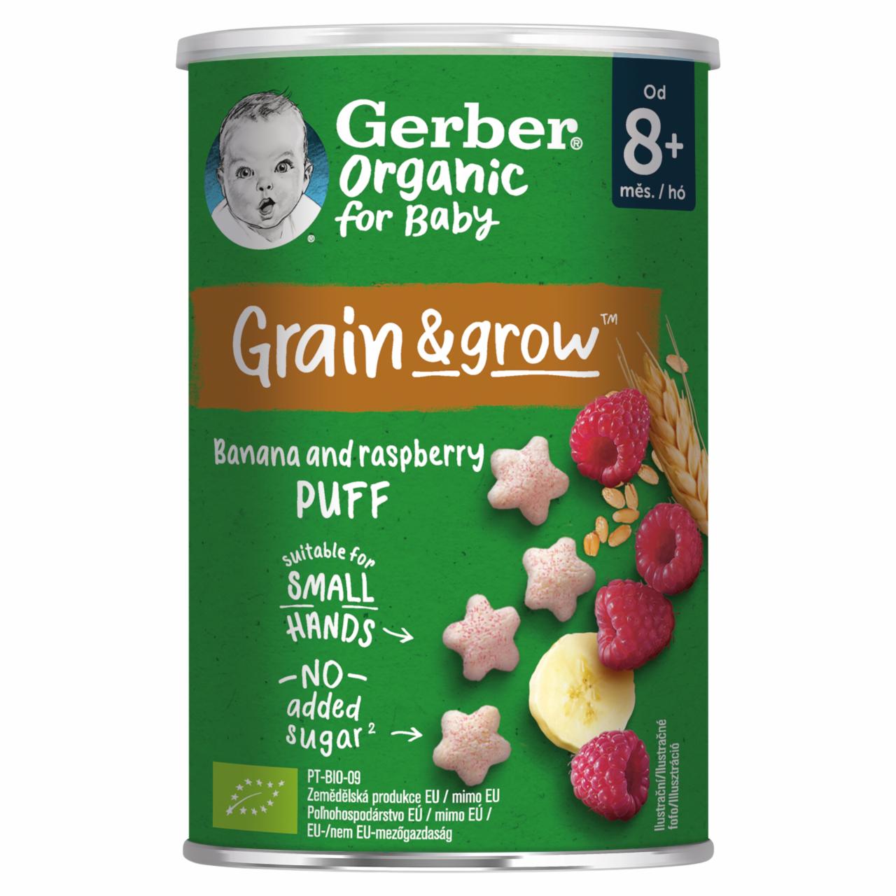 Képek - Gerber Organic banános és málnás bio gabonasnack 8 hónapos kortól 35 g