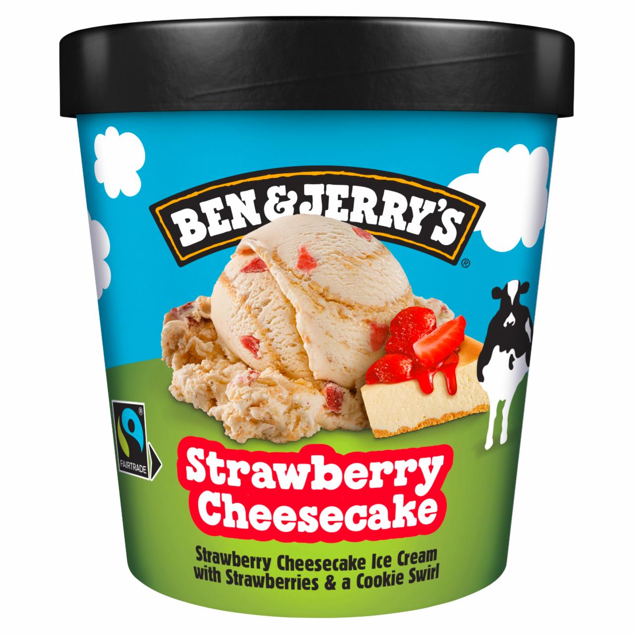 Képek - Ben & Jerry's epres sajttorta ízű jégkrém cukrozott eperdarabokkal és kekszrétegekkel 465 ml