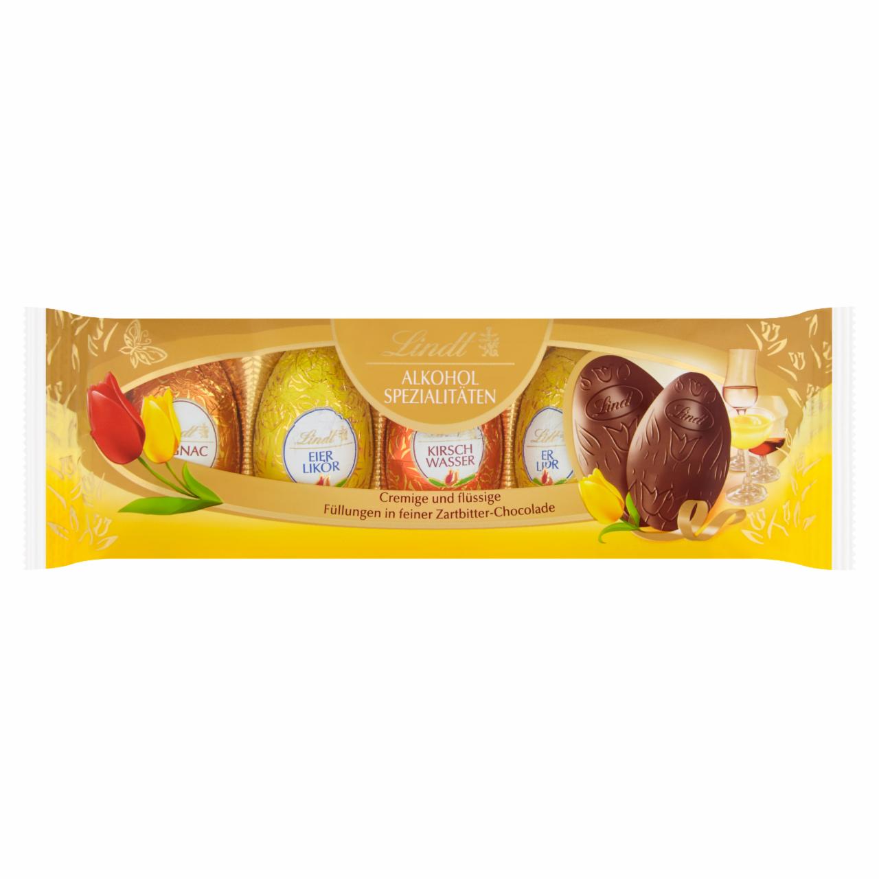 Képek - Lindt étcsokoládé különböző alkoholos töltelékekkel 90 g