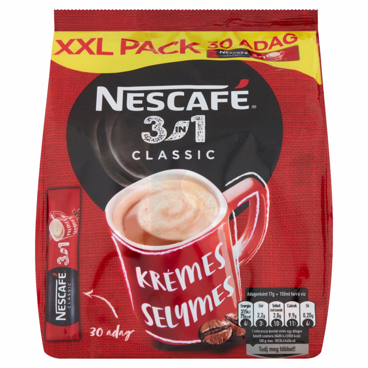 Képek - Nescafé 3in1 Classic azonnal oldódó kávéspecialitás 30 x 17 g (510 g)