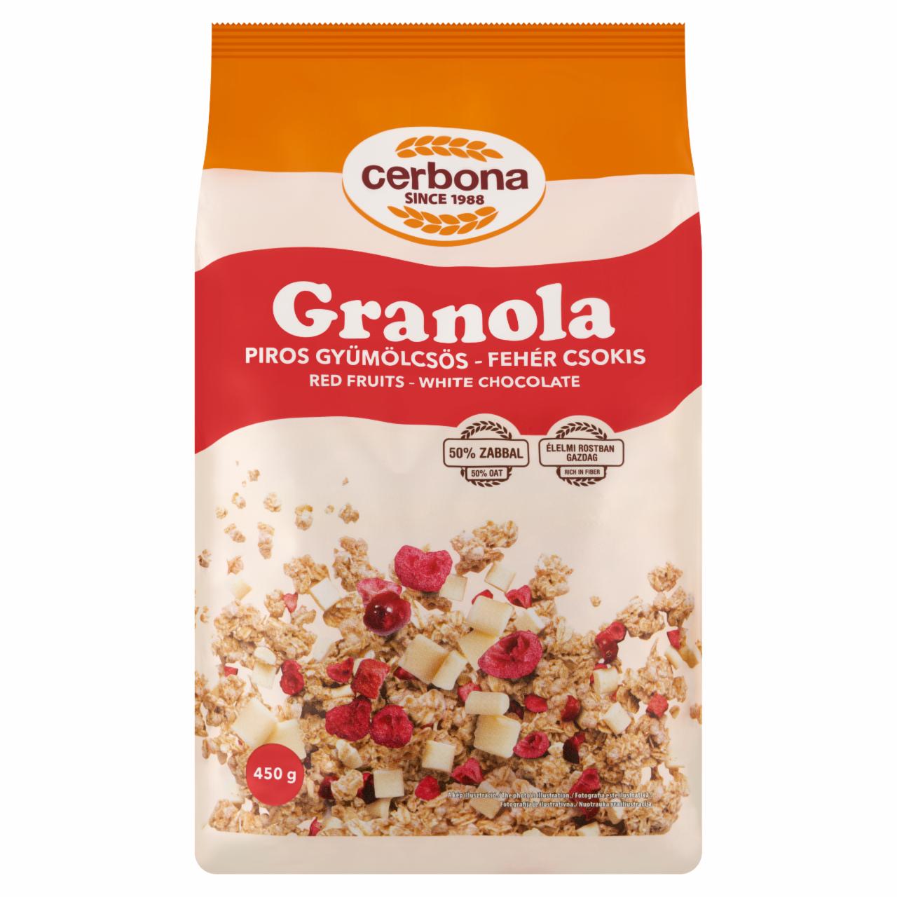 Képek - Cerbona piros gyümölcsös-fehér csokis granola 450 g
