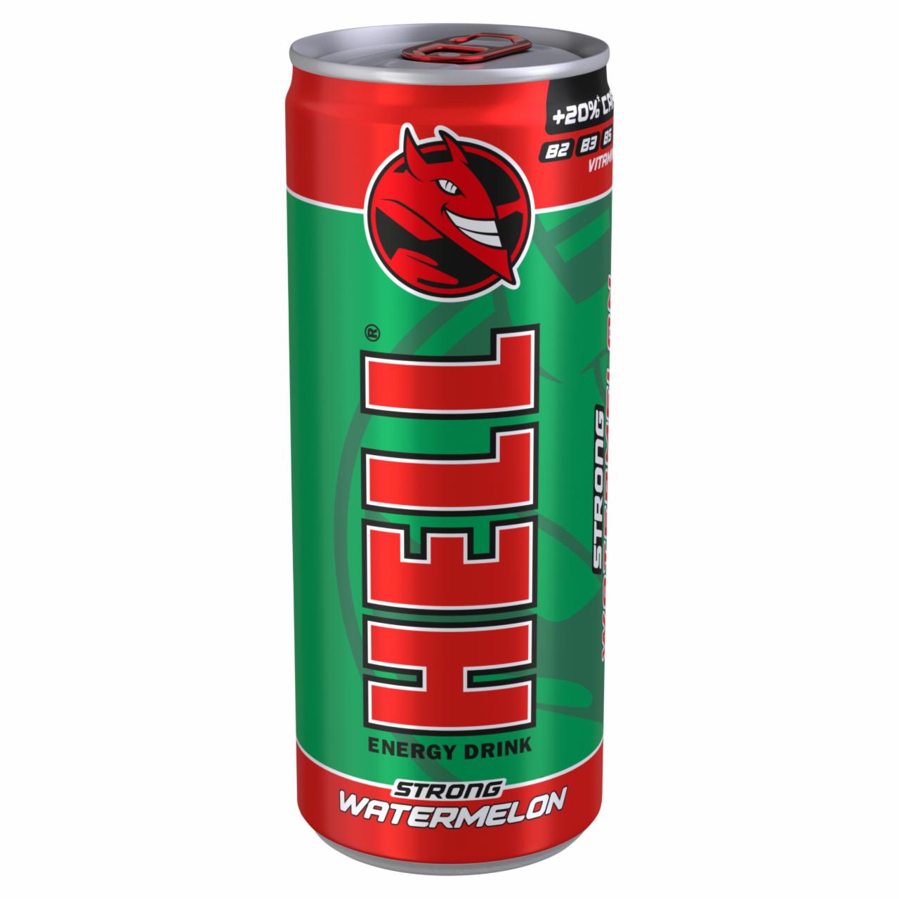Képek - HELL Strong görögdinnye- és tuttifruttiízű koffeintartalmú, szénsavas ital 250 ml