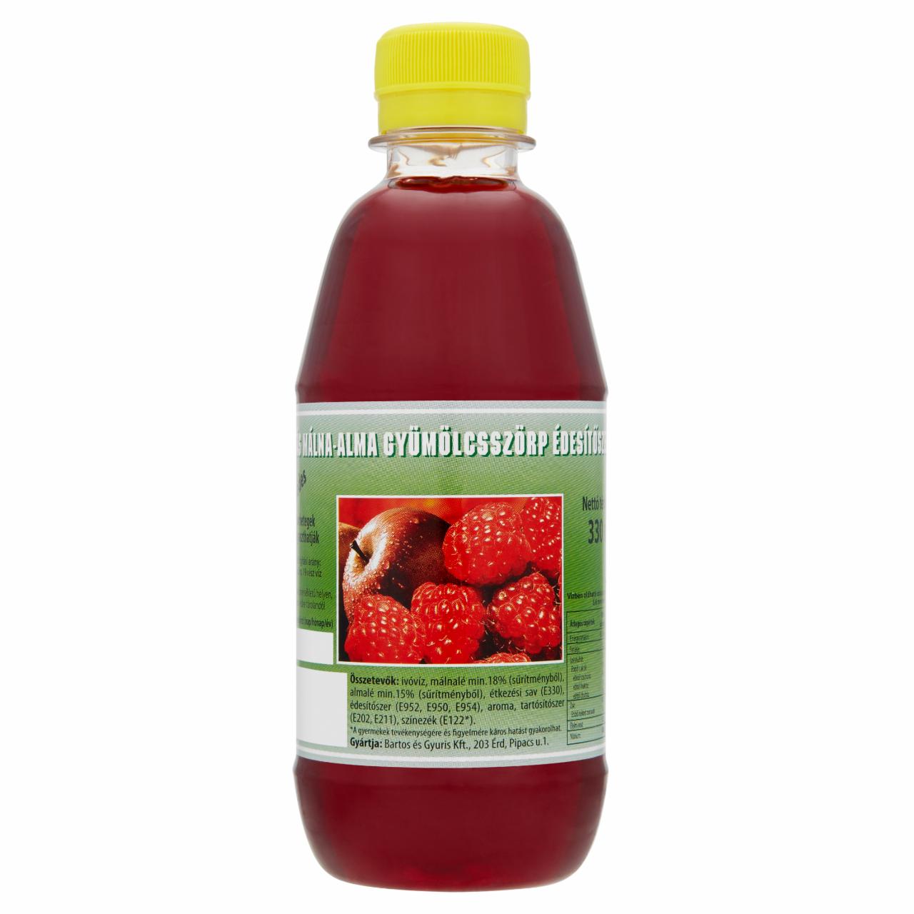 Képek - Ezerédes diétás málna-alma gyümölcsszörp édesítőszerrel 330 ml